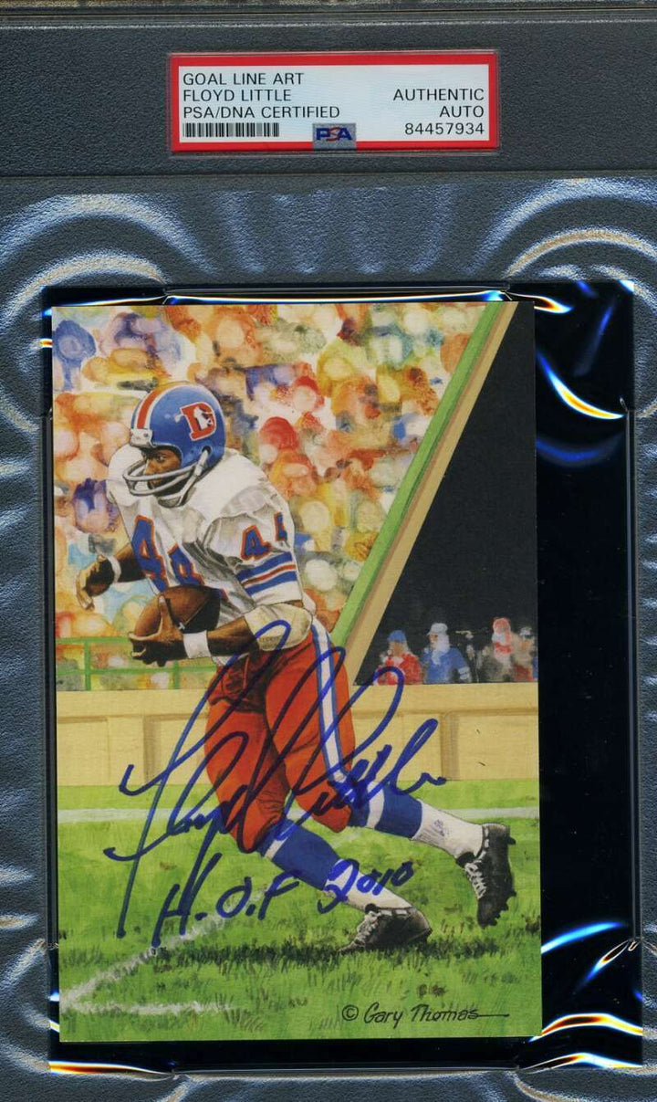 Floyd Little PSA DNA Slabbed Signed Goal Line Art Card Autograph GLAC