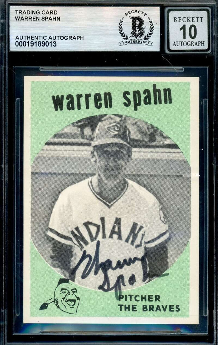 Warren Spahn Gem Mint 10 Beckett BAS Signed Trading Card Autograph