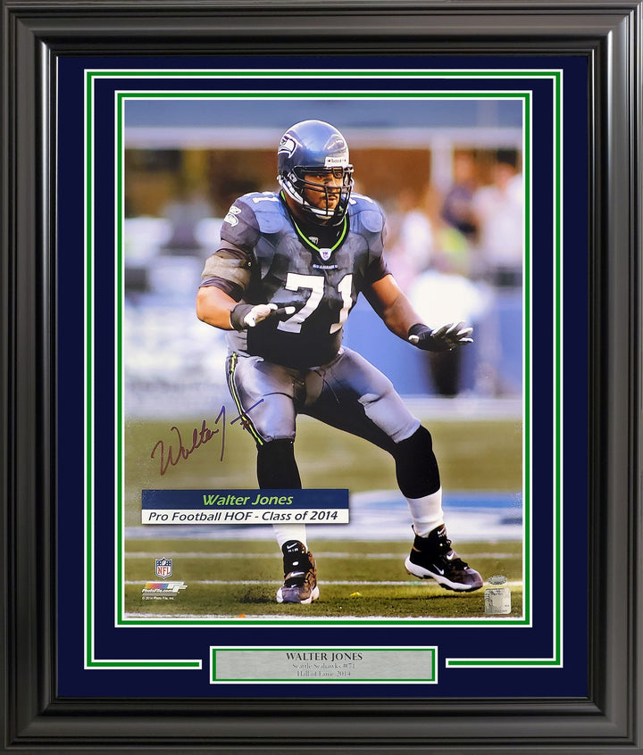Walter Jones Signed Framed 16x20 Photo Seattle Seahawks MCS Holo