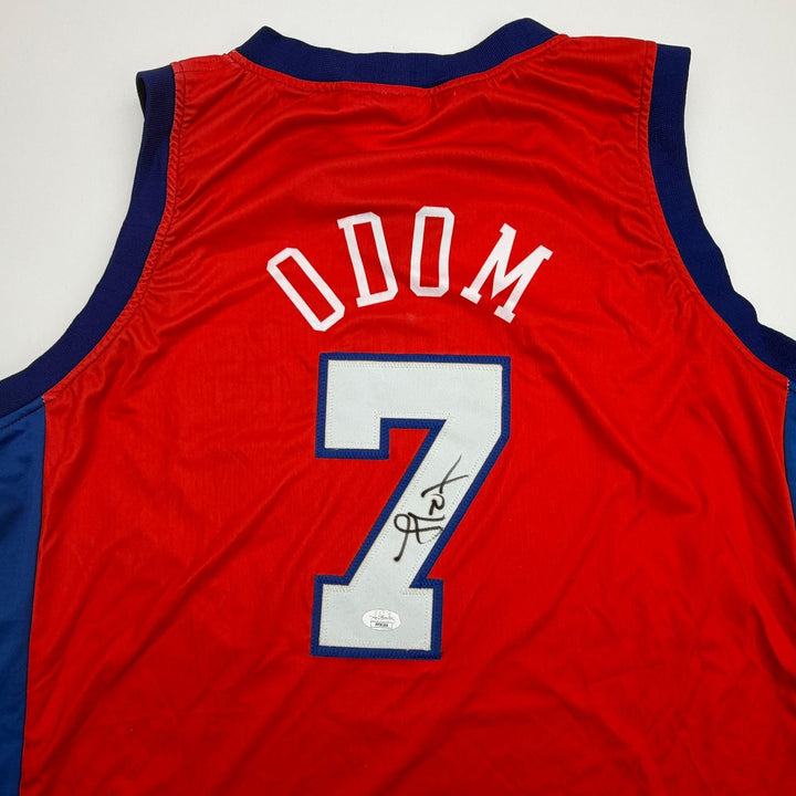 Autographed/Signed Lamar Odom Los Angeles Red Basketball Jersey JSA COA