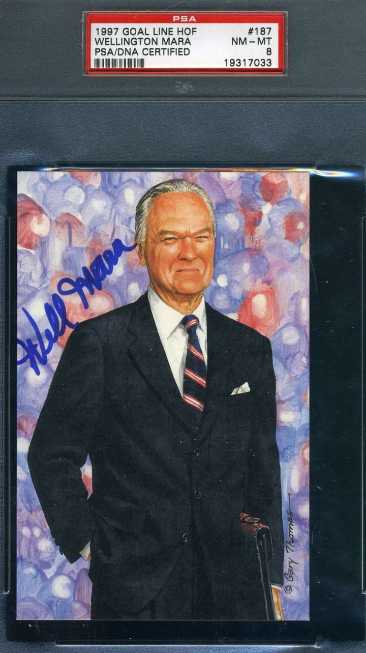 Wellington Mara Psa Dna Coa Autograph Goal Line Art Card Glac Signed