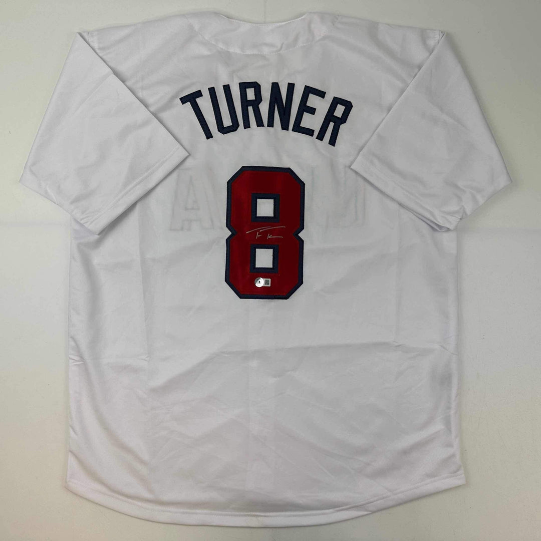 Autographed/Signed Trea Turner USA World Baseball Classic Jersey Beckett BAS COA