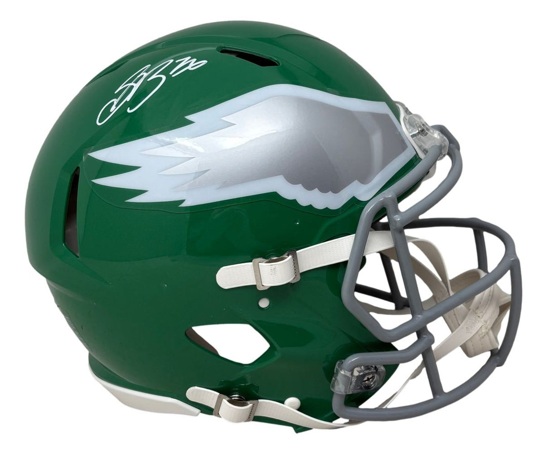 Saquon Barkley Signed Eagles FS Kelly Green Authentic Speed Helmet PSA/DNA