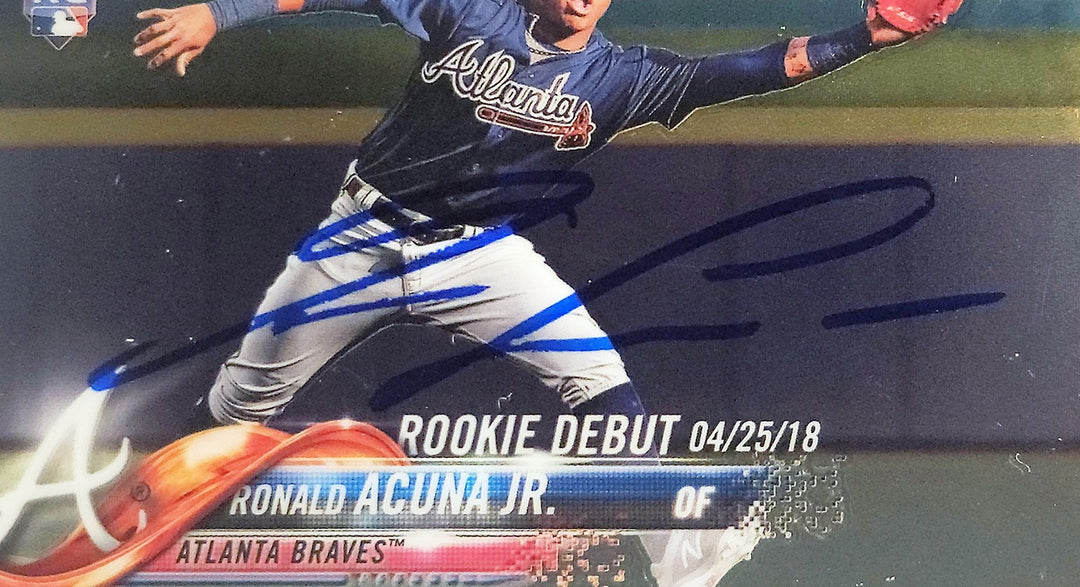 Ronald Acuna Jr Signed 2018 Topps Chrome Update RC HMT31 PSA 9 Sig 9 PSA/DNA