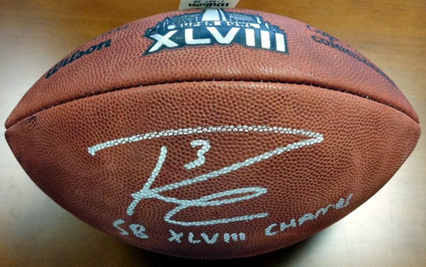 Russell Wilson Signed SB Leather Football Seattle Seahawks RW Holo