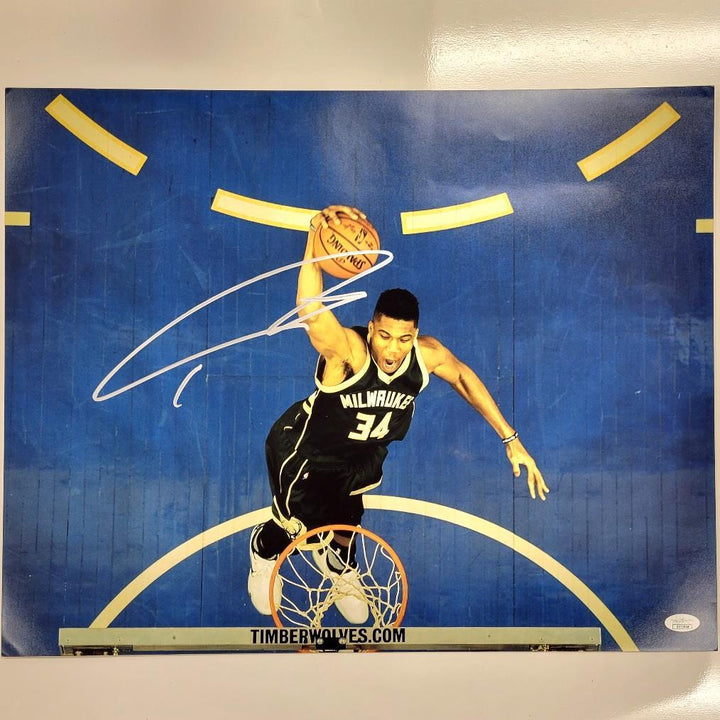 *READ* Giannis Antetokounmpo signed Milwaukee Bucks 16x20 photo autograph ~ JSA