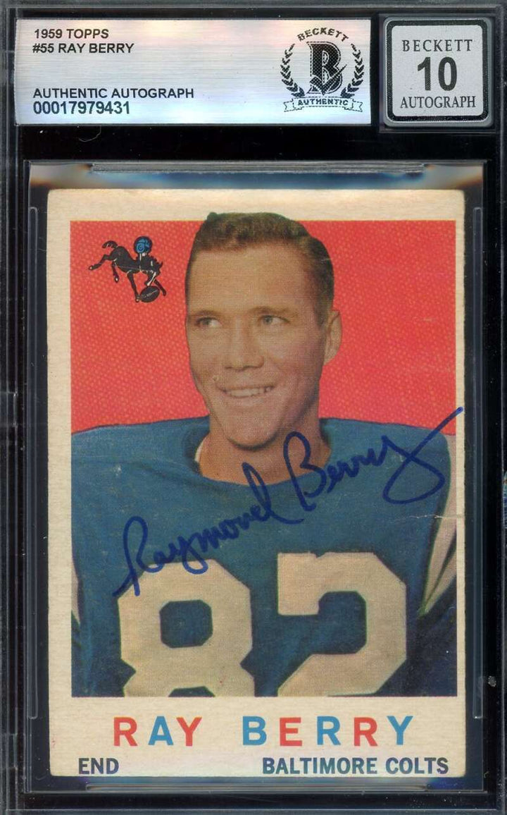 Raymond Berry Gem Mint 10 Beckett BAS Signed 1959 Topps Autograph