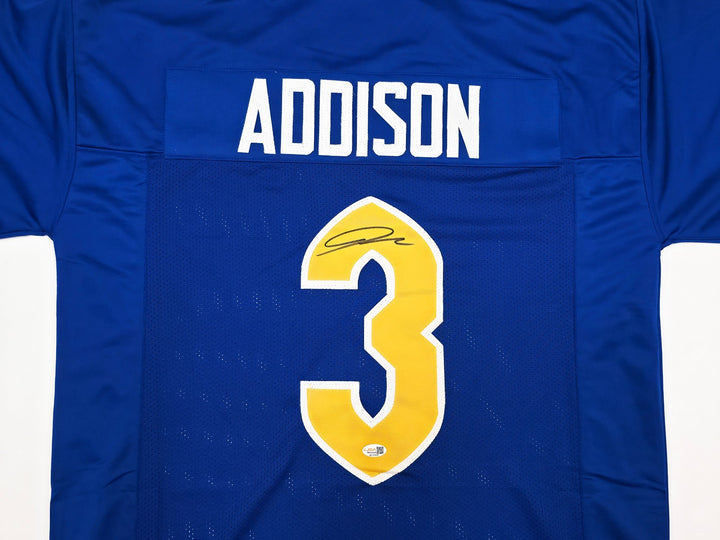 Pittsburgh Panthers Jordan Addison Signed Blue Jersey JSA Witness