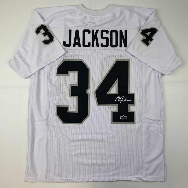 Facsimile Autographed Bo Jackson Oakland Las Vegas White Reprint Jersey Men's XL