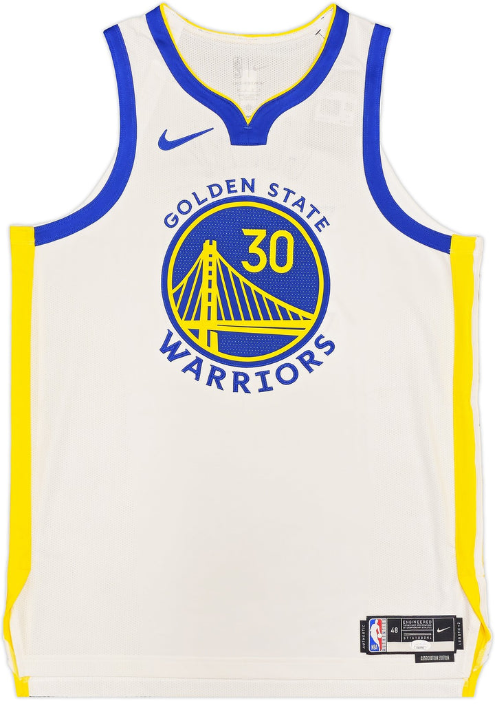 Warriors Stephen Curry Auto White Nike Association Edition Jersey Size 48+2 JSA