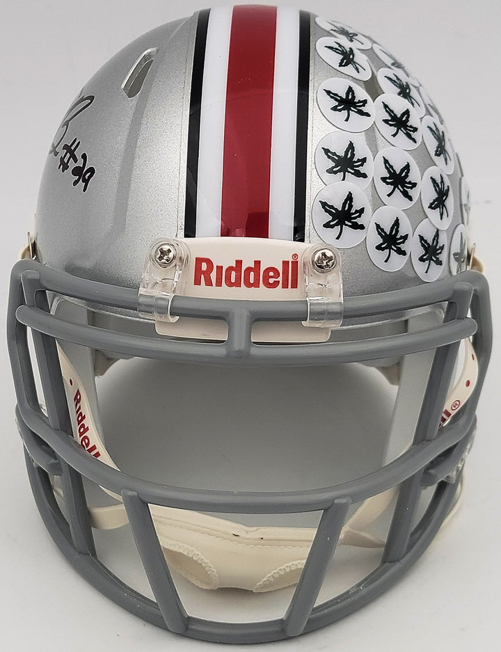 Denzel Burke Signed Ohio State Buckeyes Silver Speed Mini Helmet Beckett
