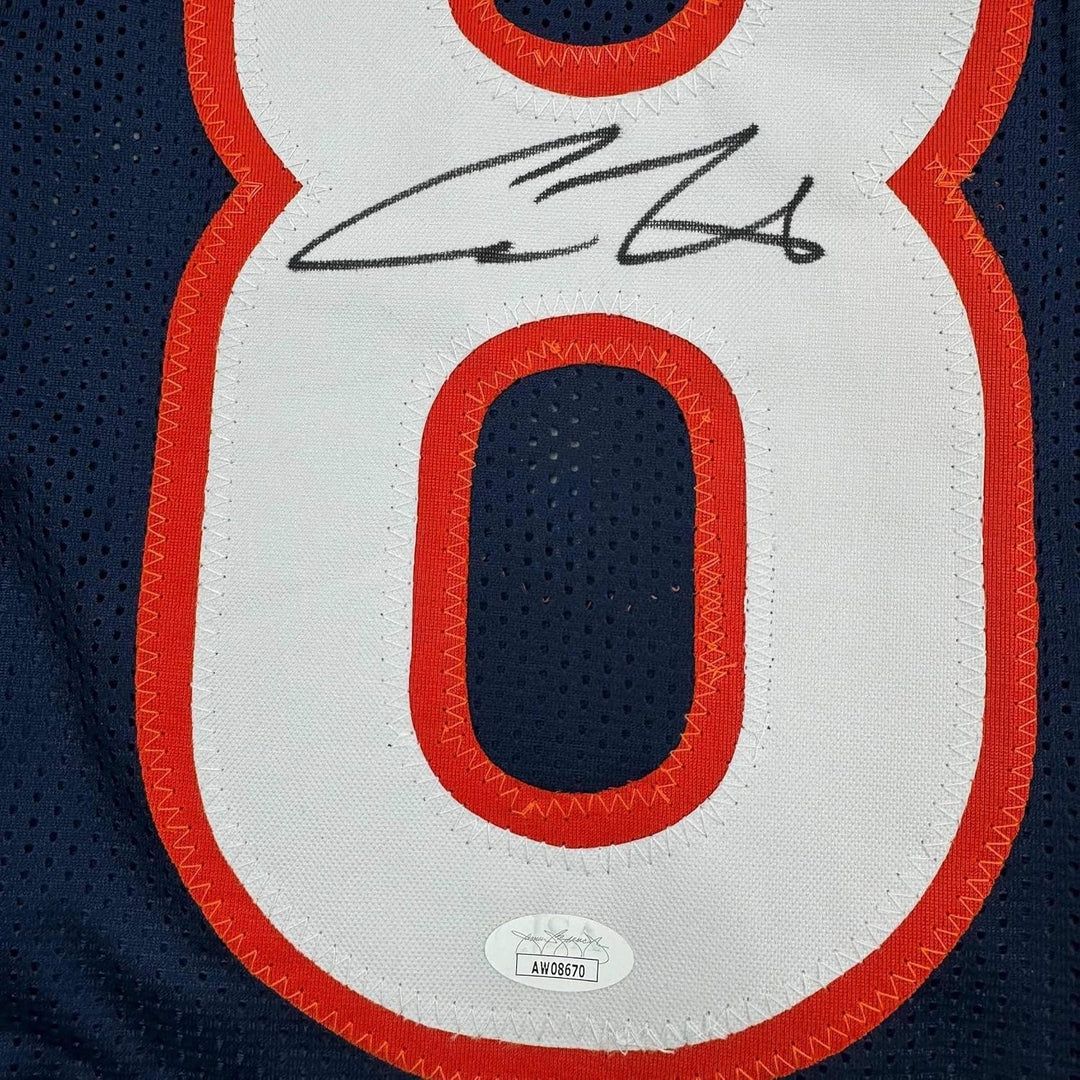 Framed Autographed/Signed Cole Kmet 35x39 Chicago Blue Jersey JSA COA