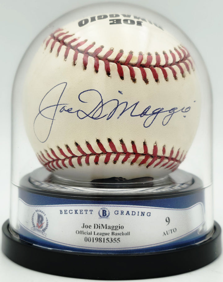 Joe DiMaggio Signed Official Logo League Baseball Yankees Auto Mint 9 Beckett