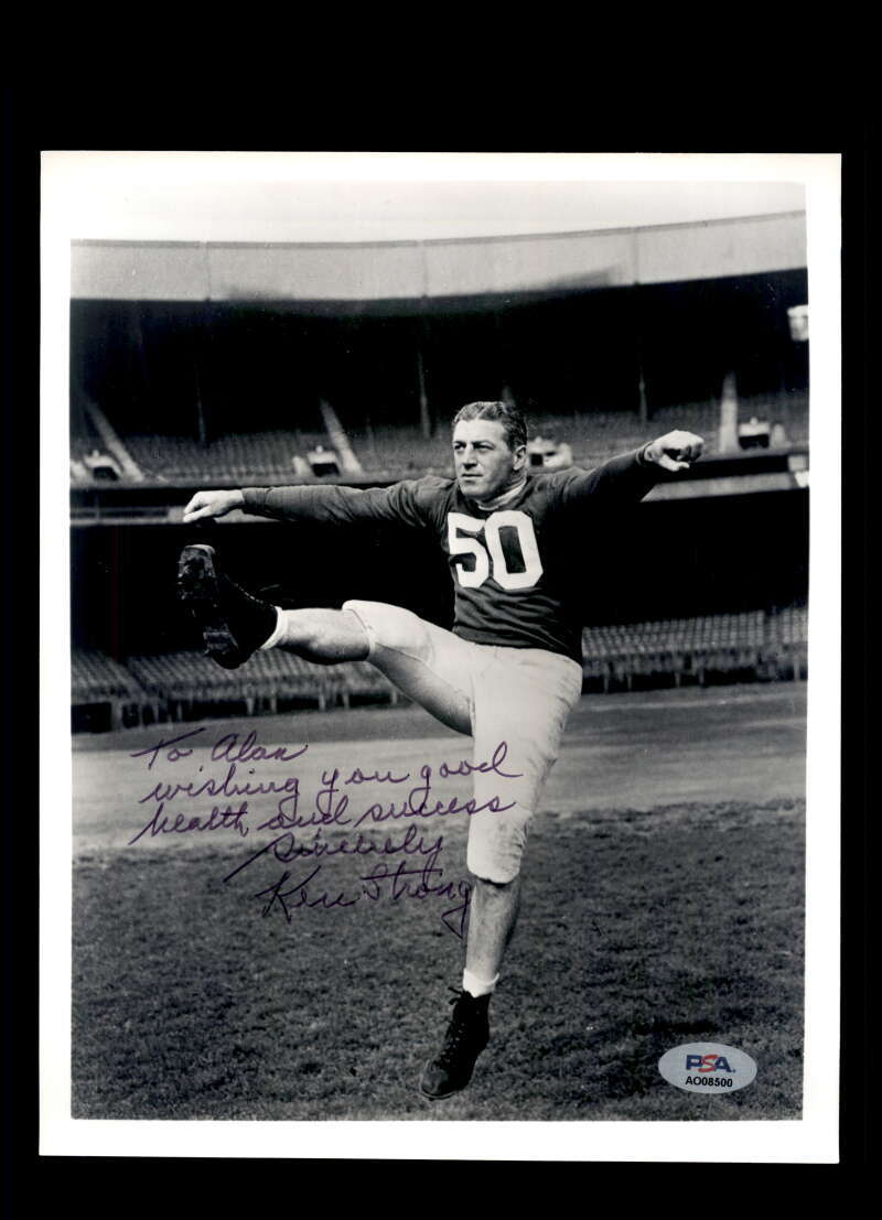 Ken Strong PSA DNA Signed 8x10 Photo Giants Autograph
