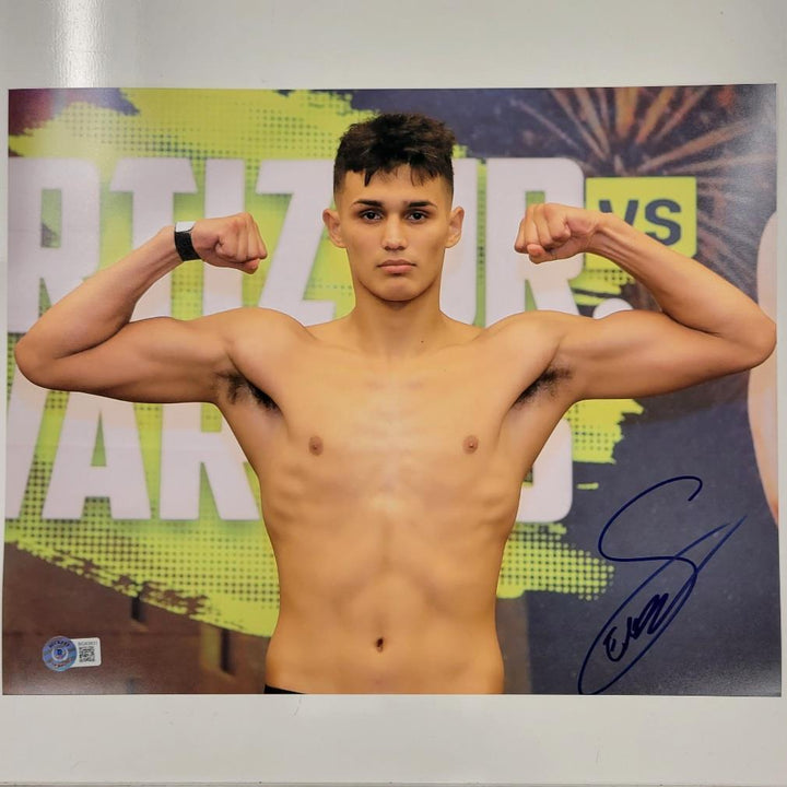 Evan Sanchez signed Boxing 11x14 photo #1 blue autograph ~ Beckett BAS Holo
