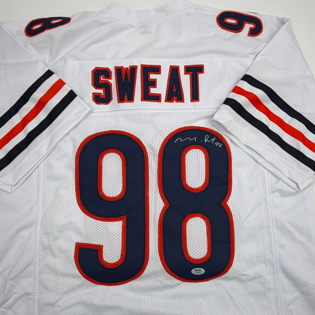 Autographed/Signed Montez Sweat Chicago White Football Jersey PSA/DNA COA