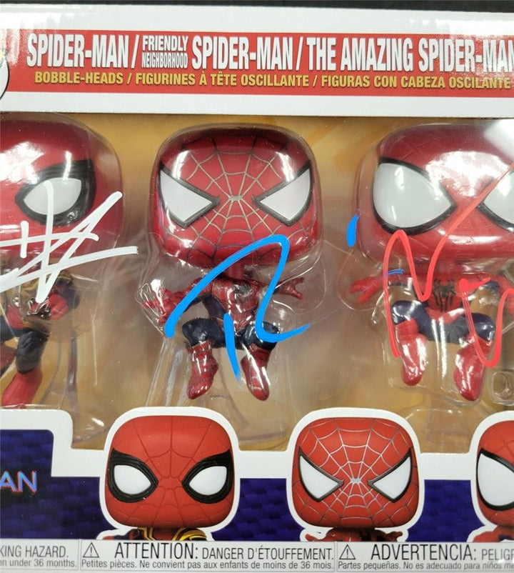 Tom Holland, Tobey Maguire, Andrew Garfield signed Spider-Man Funko BAS Beckett