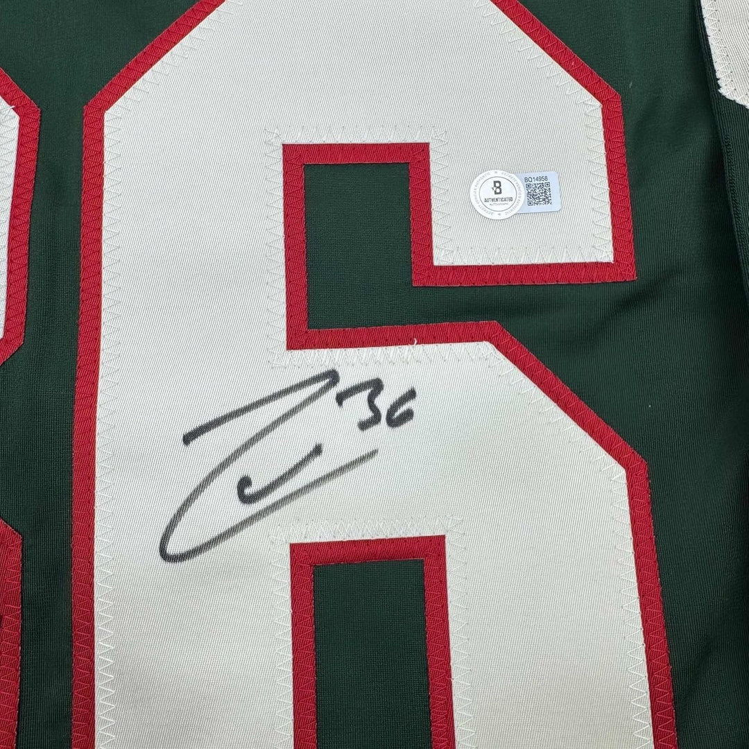 Framed Autographed/Signed Mats Zuccarello 35x39 Minnesota Green Jersey COA