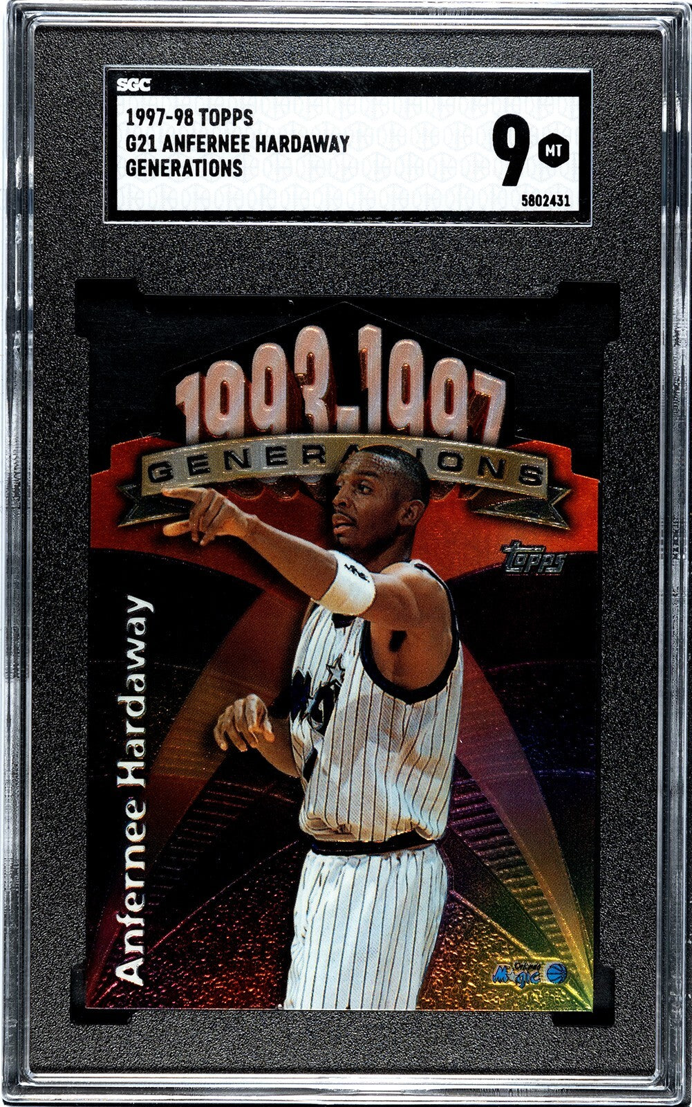 Anfernee Hardaway 1997-98 Topps Generations Die-Cut Card #G21- SGC Graded 9 Mint