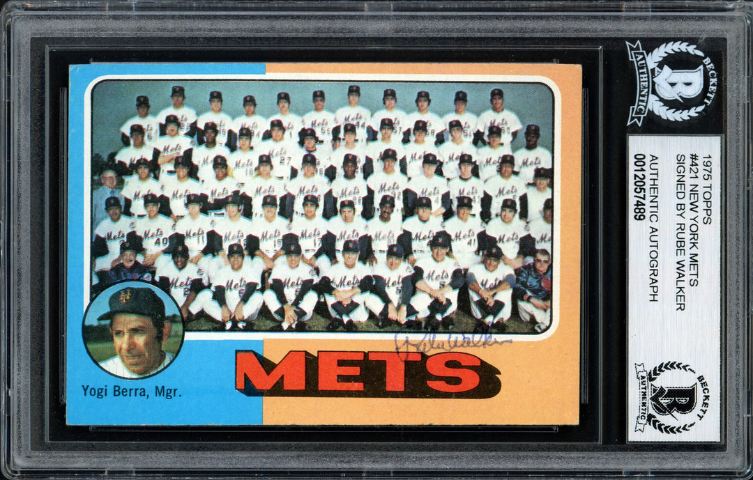 Al "Rube" Walker Signed 1975 Topps Card #421 New York Mets Beckett BAS #12057489