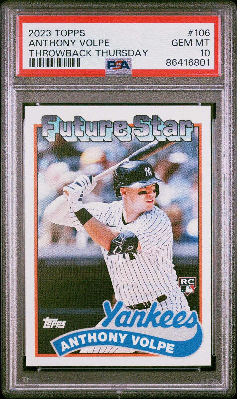 Graded 2023 Topps Anthony Volpe #106 Throwback Thursday RC Card PSA 10