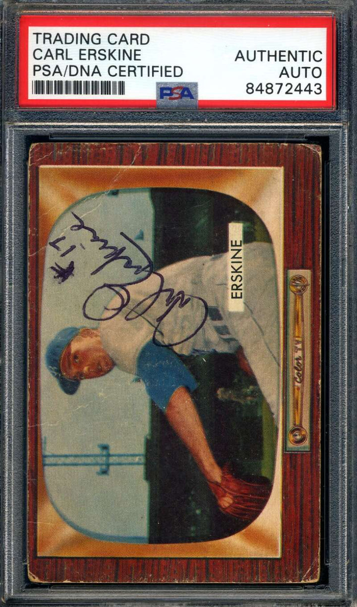 Carl Erskine PSA DNA Signed 1955 Bowman Autograph