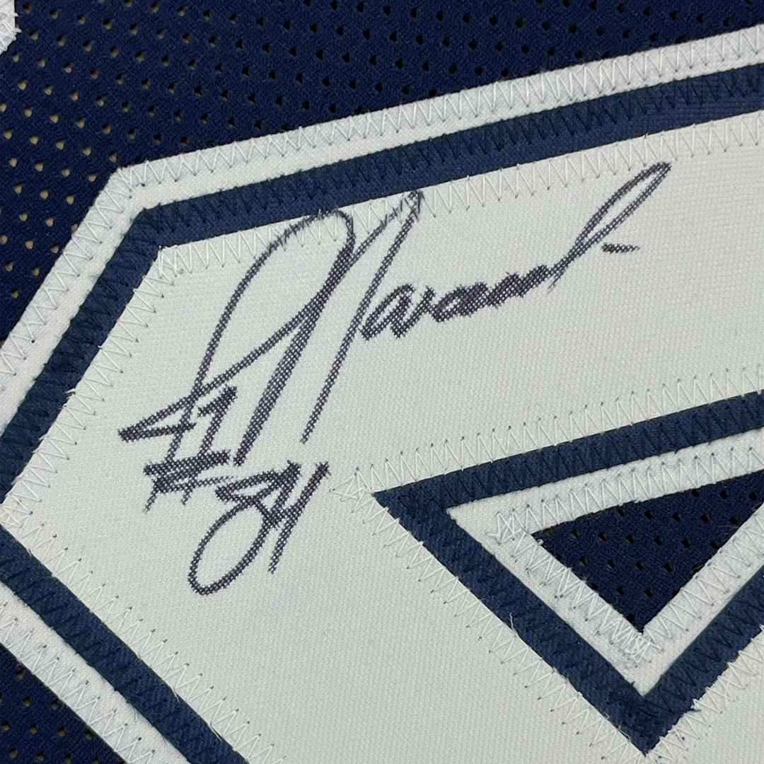 FRAMED Autographed/Signed JAY NOVACEK 33x42 Dallas Blue Football Jersey JSA COA