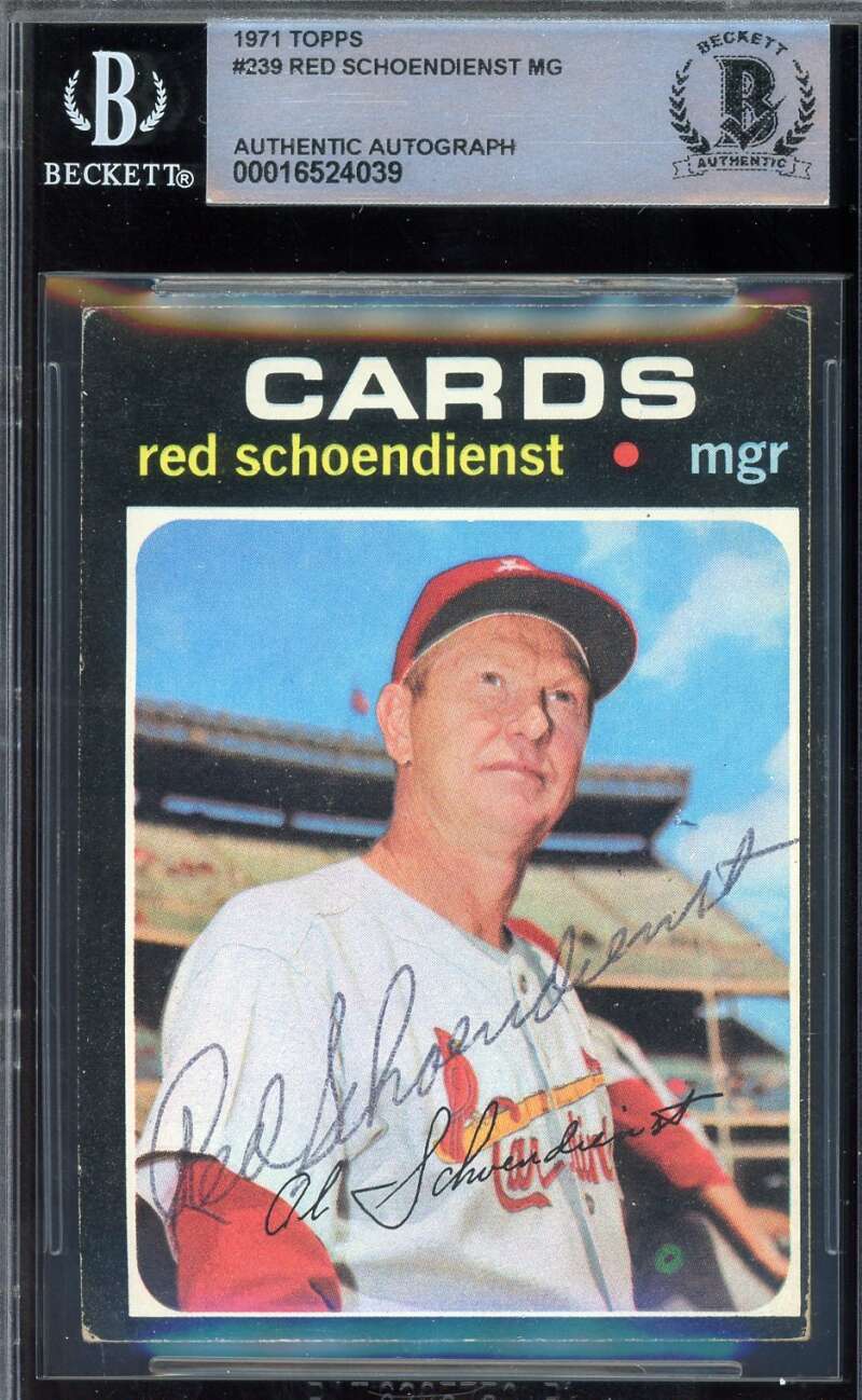 Red Schoendienst Beckett BAS Signed 1971 Topps Autograph