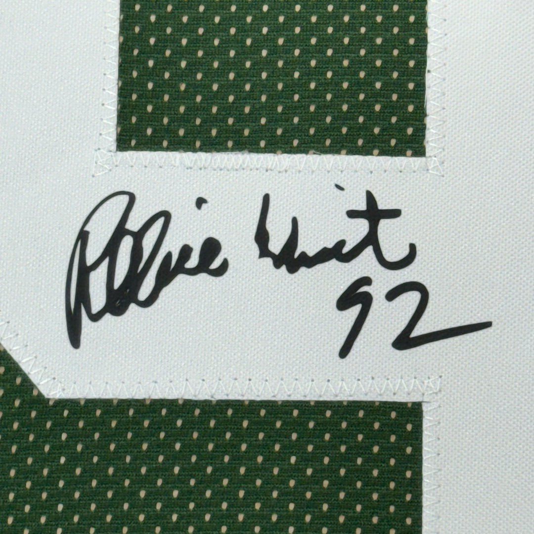 Framed Facsimile Autographed Reggie White 33x42 Green Reprint Laser Auto Jersey