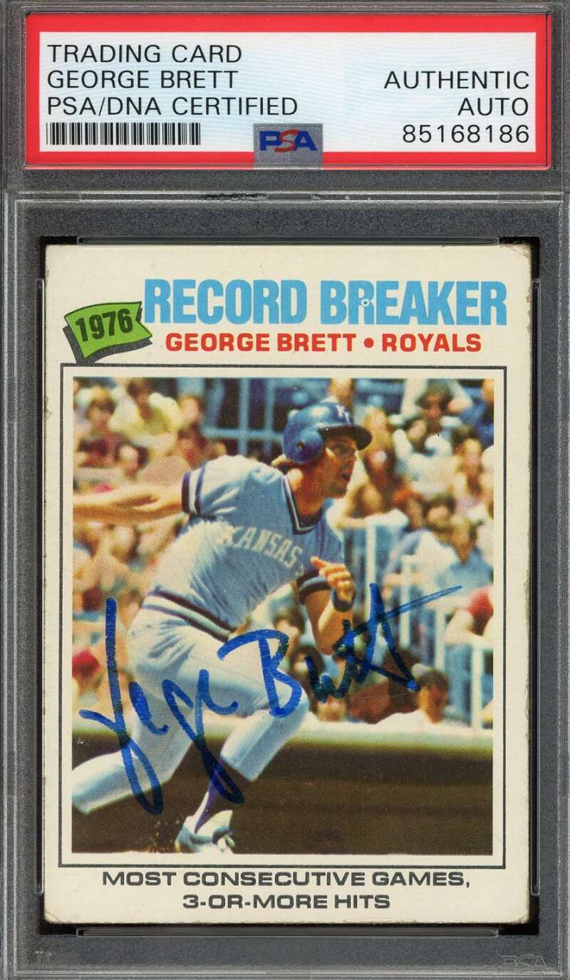 George Brett PSA DNA Signed 1977 Topps 1976 Record Breaker Autographed