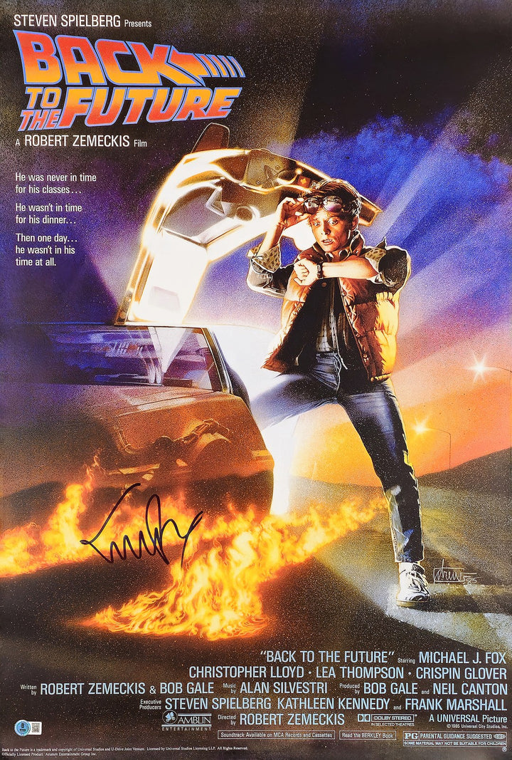 Michael J. Fox Auto 27x40 Back to the Future Movie Poster Marty McFly Beckett