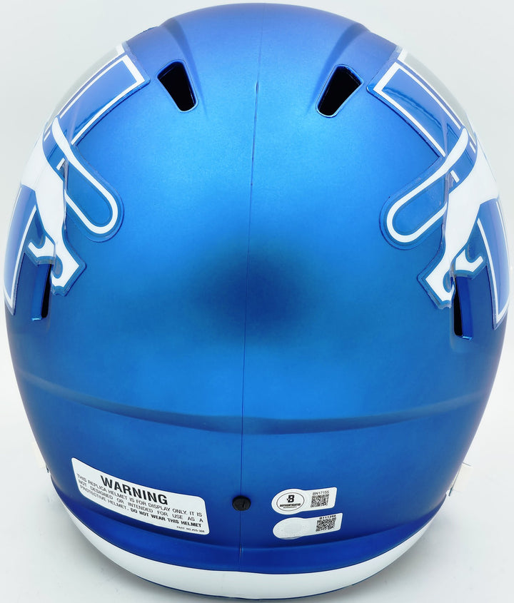 Barry Sanders Lions 2023 Alternate Signed Replica Speed FS Helmet Beckett BAS
