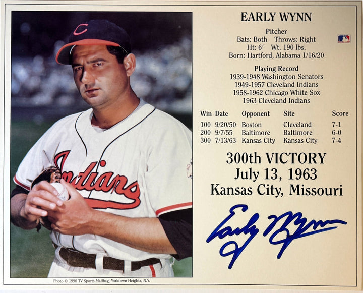 Early Wynn signed Cleveland MLB 300th Victory 8x10 Photo/Card - COA/Ticket/HOF
