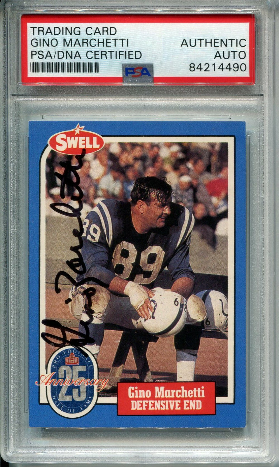 Gino Marchetti Autographed 1988 Swell Card #75 (PSA)