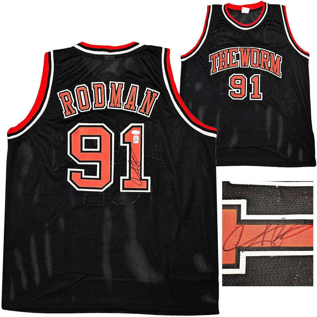 Chicago Bulls Dennis Rodman Autographed Signed Black Jersey JSA