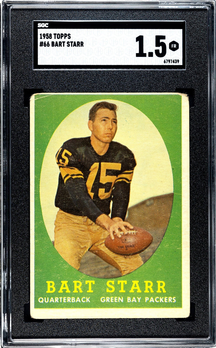 Bart Starr 1958 Topps Card #66- SGC Graded 1.5 FR (2nd Year/Green Bay Packers)