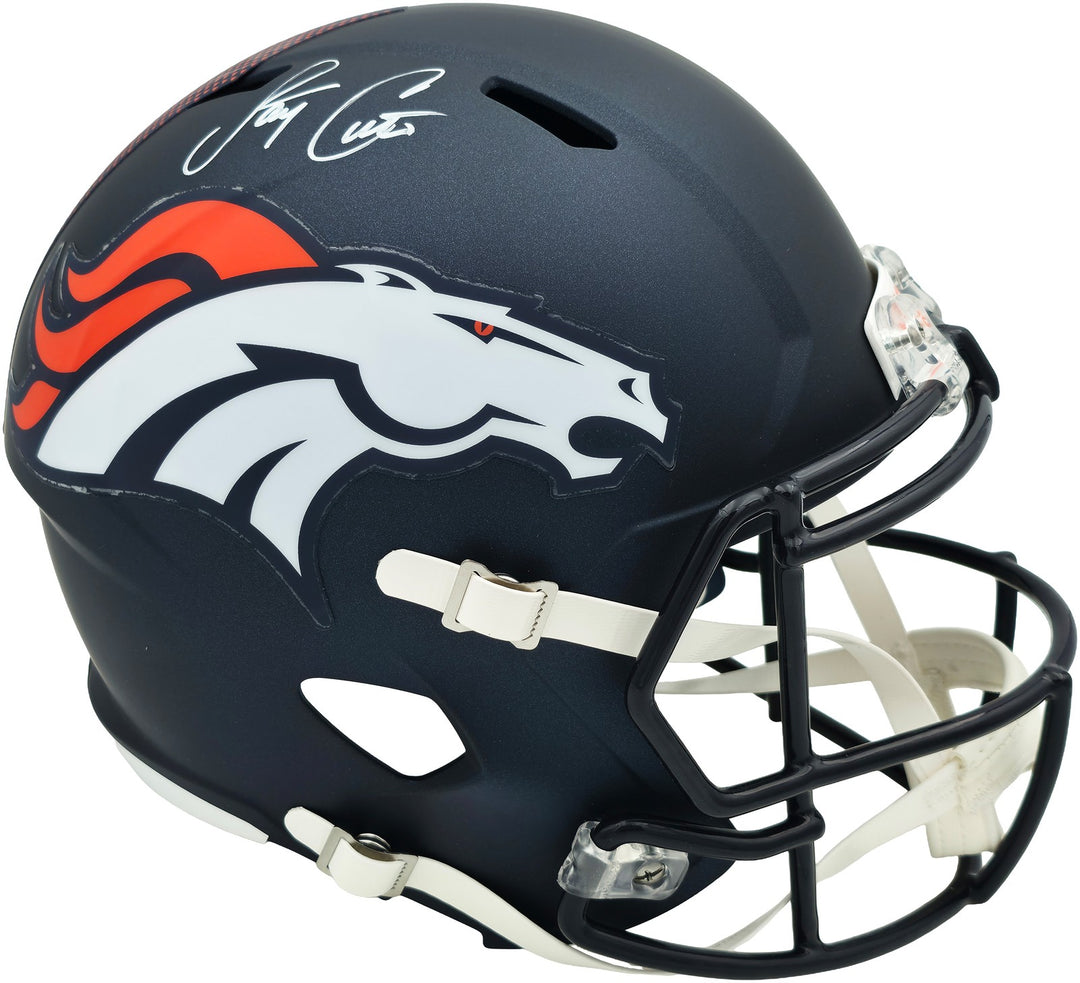 Jay Cutler Signed Broncos Blue Full Size Speed Replica Helmet BAS Witness