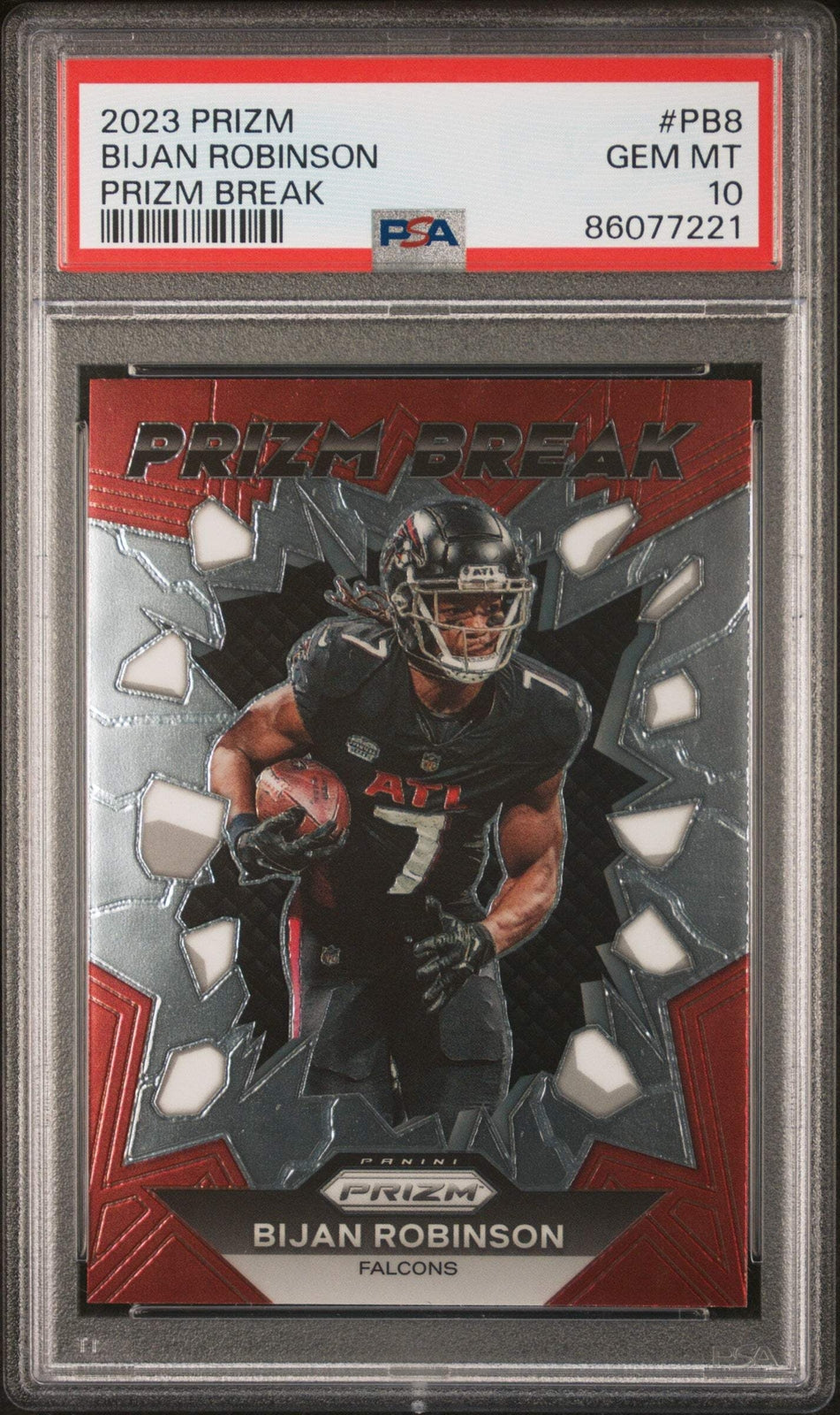 Graded 2023 Prizm Bijan Robinson #PB8 Prizm Break Rookie RC Football Card PSA 10