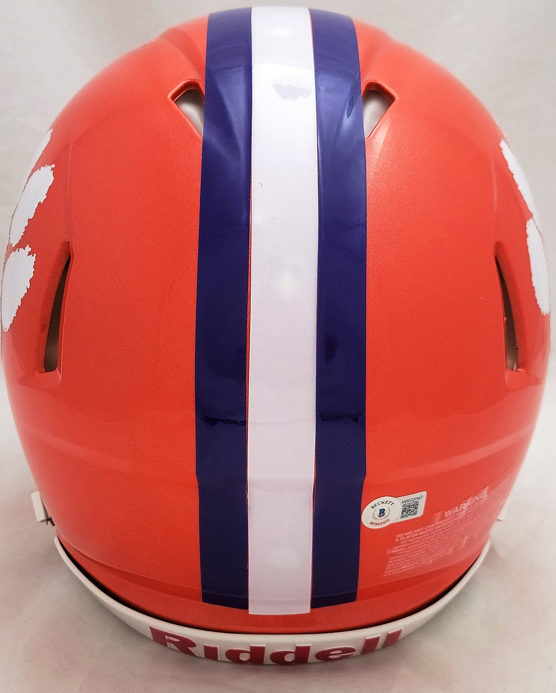 Travis Etienne Auto Clemson Tigers Orange Full Sz Auth Helmet 2018 Nat Champ BAS