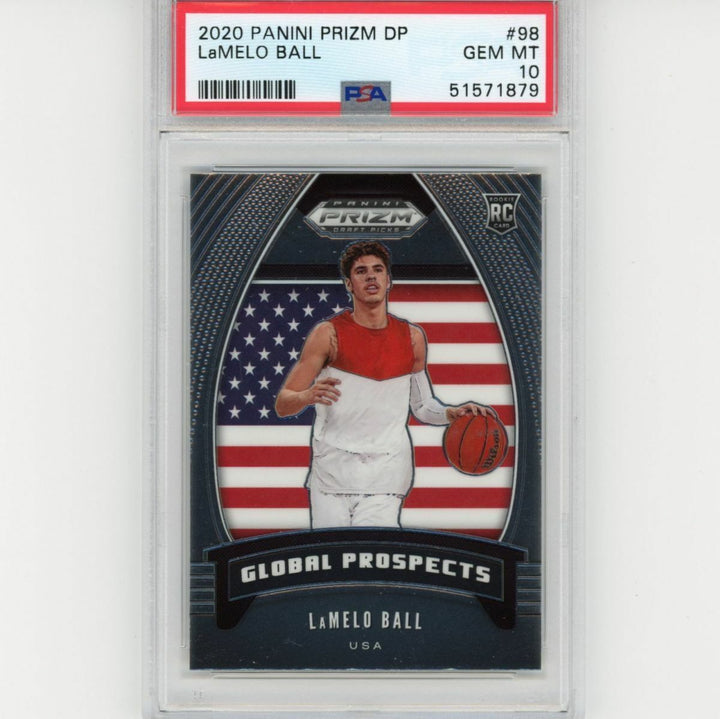 Graded 2020-21 Panini Prizm DP LAMELO BALL #98 Rookie RC Basketball Card PSA 10