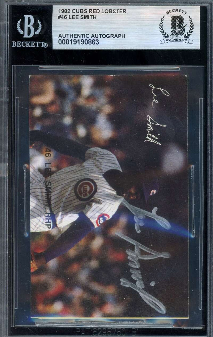 Lee Smith Beckett BAS Signed Rare 1982 Cubs Red Lobster Rookie Rare Autograph