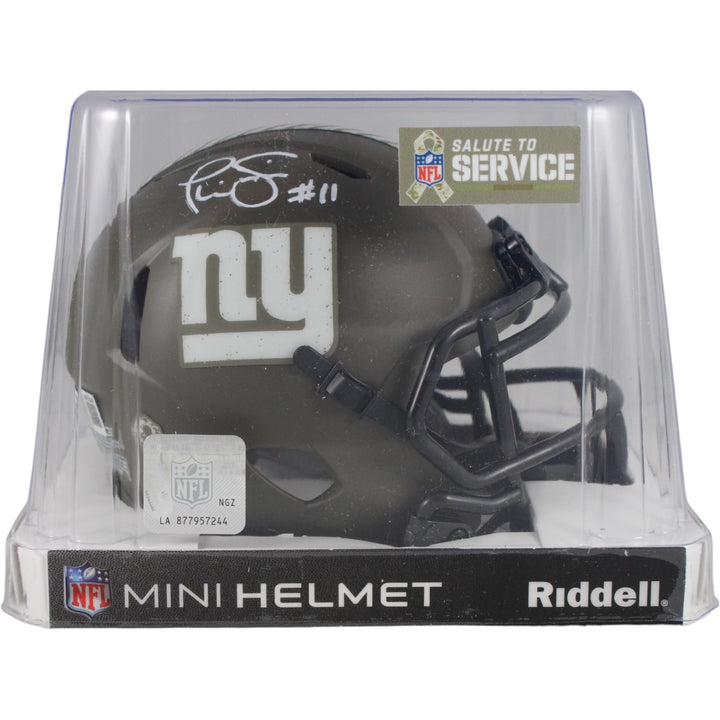 Phil Simms Autographed New York Giants 22 Salute Mini Helmet Beckett 50803