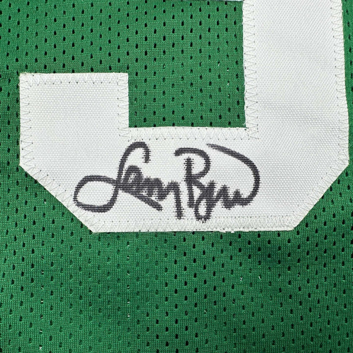 Autographed/Signed Larry Bird Boston Green Jersey Beckett BAS COA