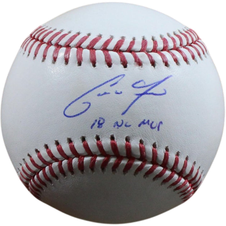 Christian Yelich Signed Milwaukee Brewers OML Baseball 18 NL MVP Beckett 56296
