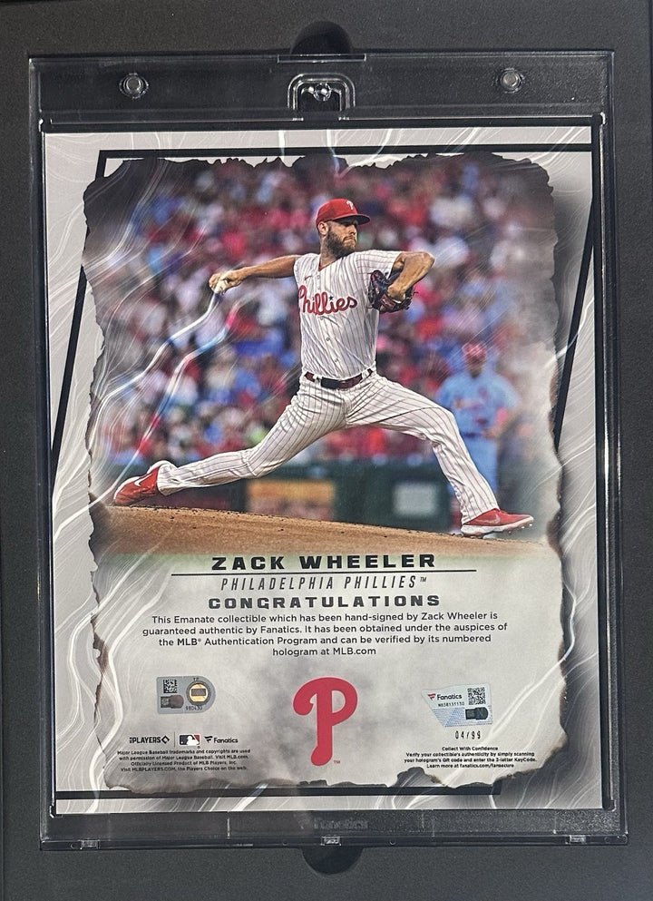 Zack Wheeler Signed Under Wraps Emanate 8x10 /99 Green Phillies Auto MLB COA