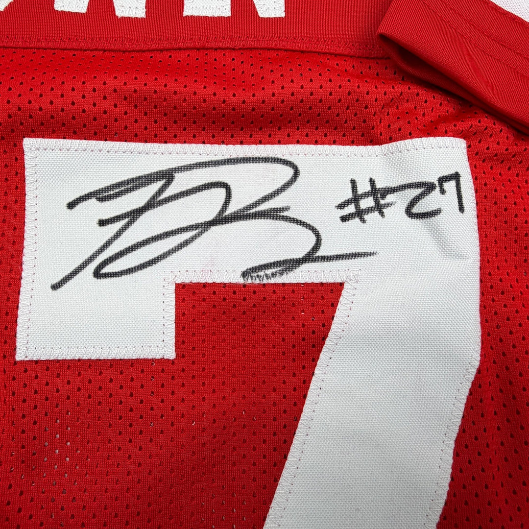 Autographed/Signed Ji'Ayir Brown San Francisco Red Jersey Beckett BAS COA