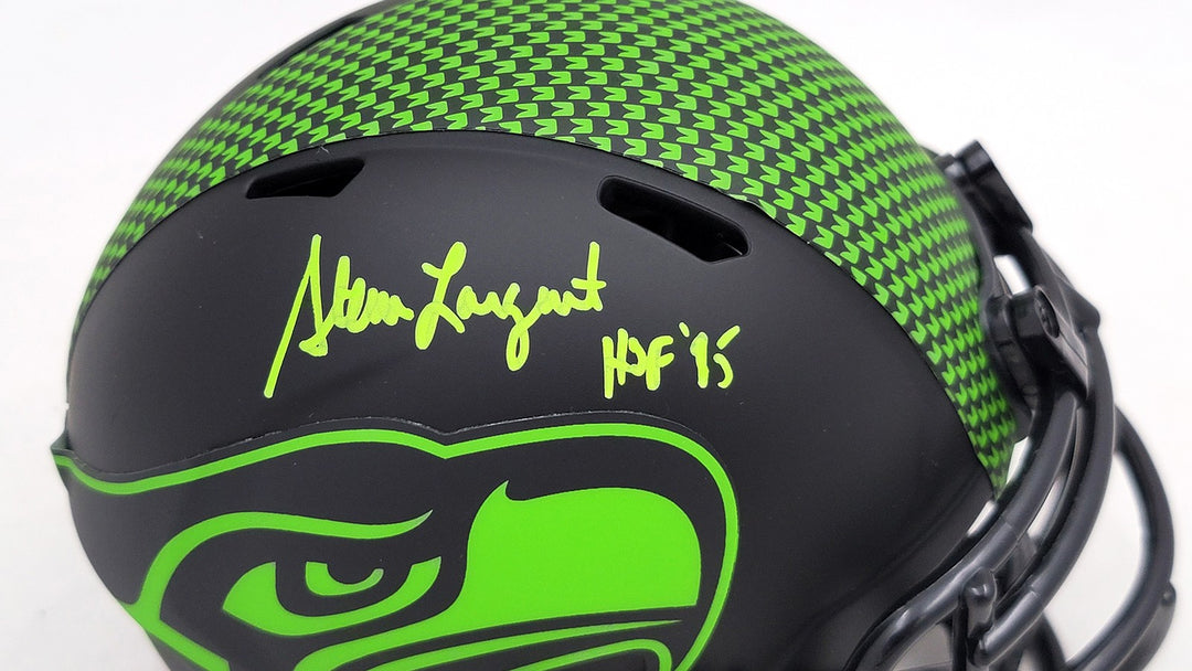 Steve Largent Signed Seahawks Eclipse Black Speed Mini Helmet "HOF 95" MCS Holo