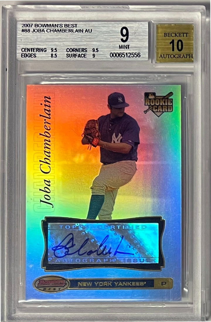 Joba Chamberlain signed 2007 Bowman's Best Rookie Auto Card- BGS Graded 9 Mint