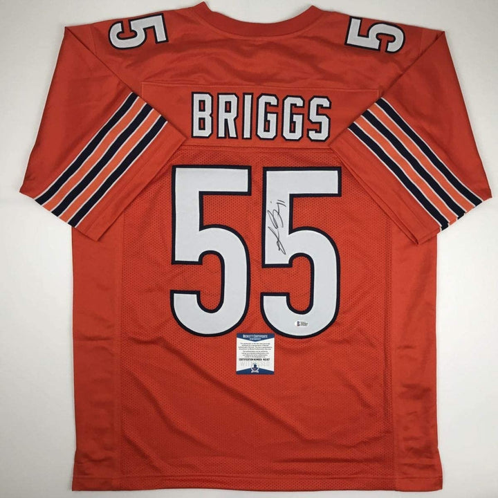 Autographed/Signed Lance Briggs Chicago Orange Jersey Beckett BAS COA