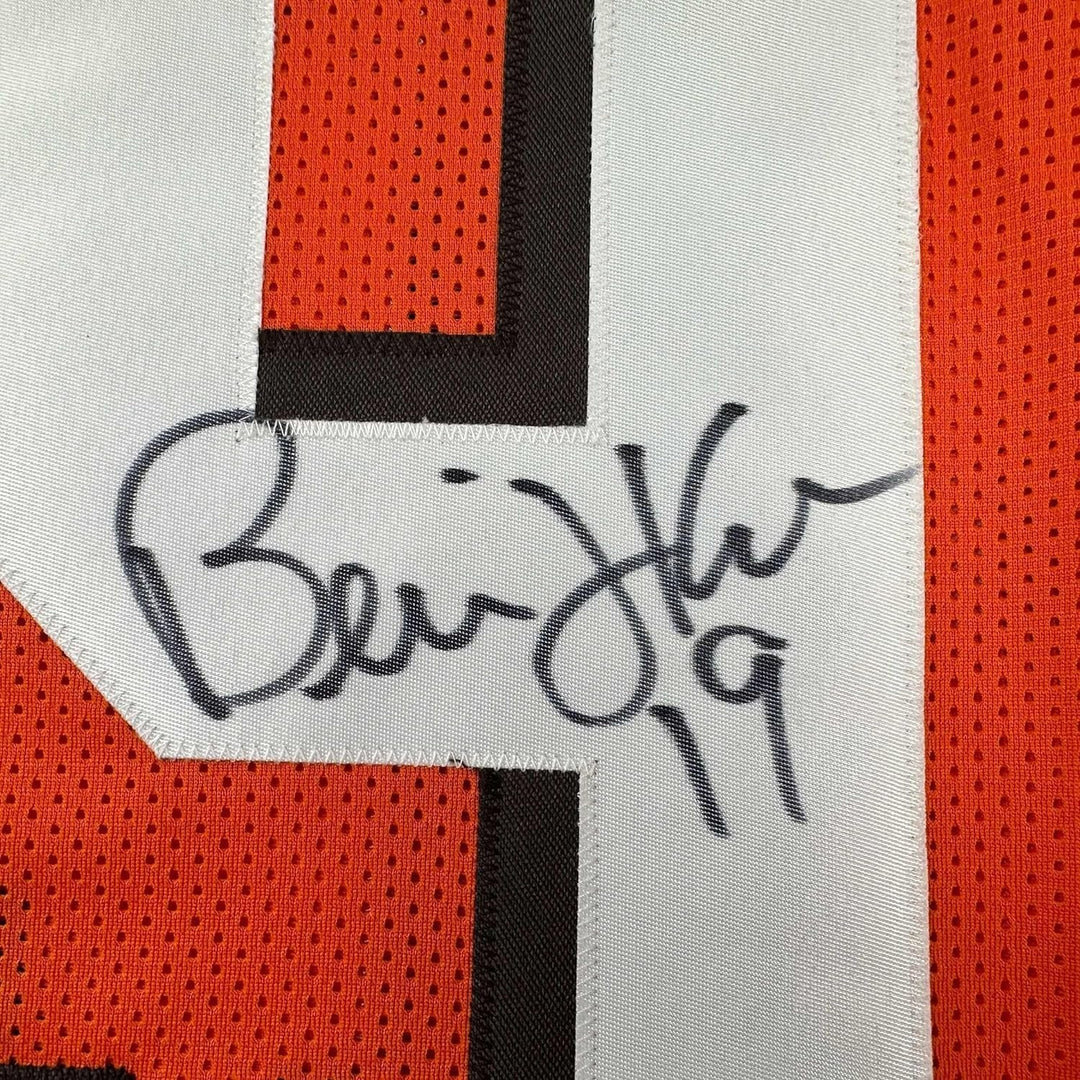 Framed Signed Bernie Kosar 35x39 Cleveland Orange Jersey JSA COA